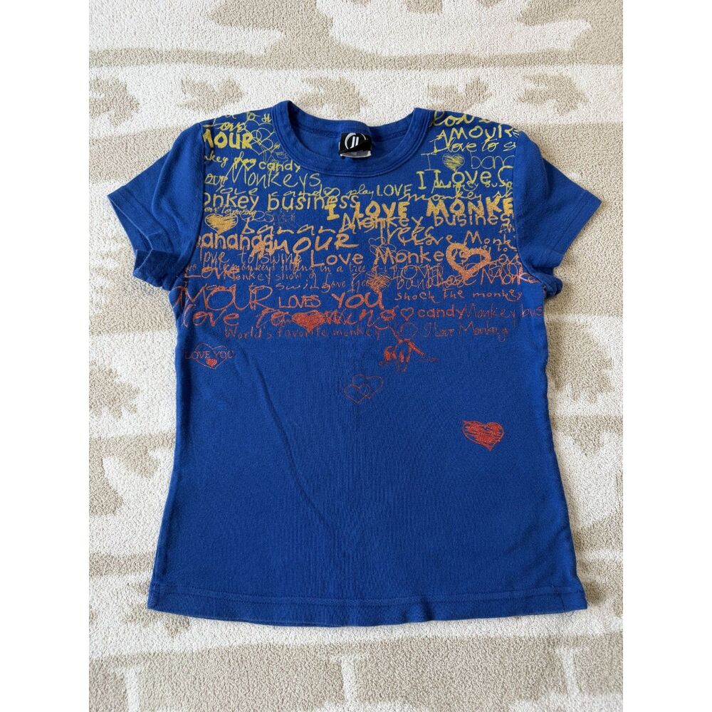 Vintage Y2K Jerry Leigh Entertainment Blue Graphic T-Shirt Size Medium